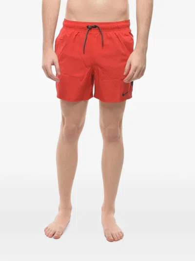 Nike Logo-print Elasticated Swim Shorts In Red
