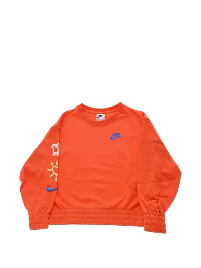 Nike Kids' Logo-print Elasticated-hem Sweater In Orange