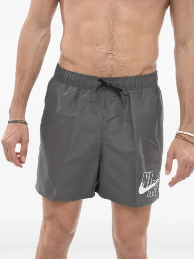 Nike Logo-print Elasticated-waist Swim Shorts In Grey