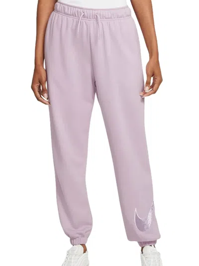 Nike Logo-print Fleece Track Pants In Purple