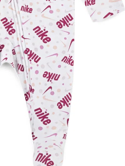 Nike Babies' Logo-print Footed Sleepsuit In White