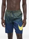 Nike Logo-print Grid-pattern Swim Trunks In Blue