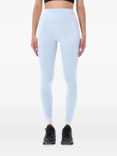 Nike Logo-print High-waisted Leggings In Blue