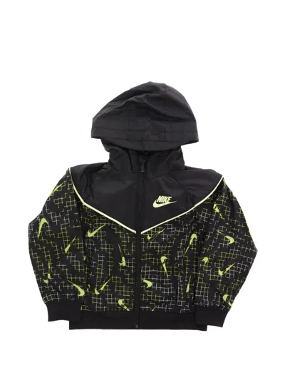 Nike Kids' Logo-print Hooded Track Jacket In Black