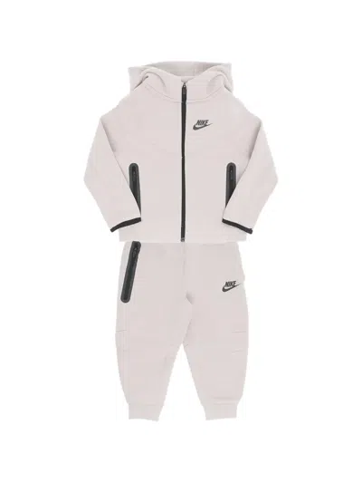 Nike Kids' Logo-print Hooded Tracksuit In Neutrals