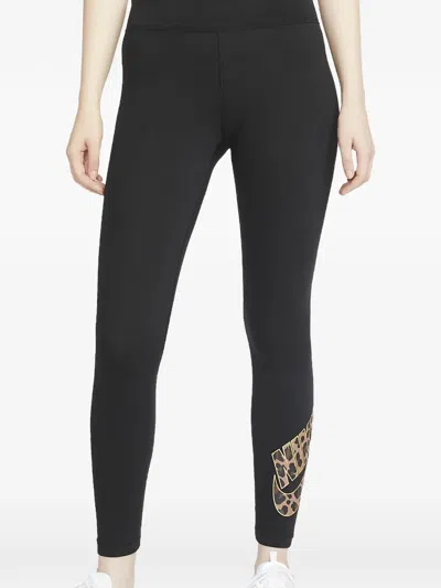 Nike Logo-print Leggings In Black