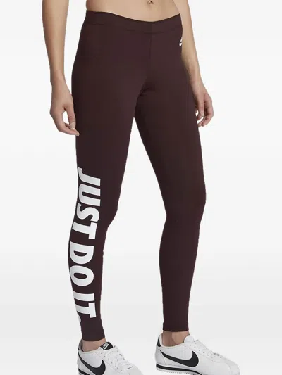 Nike Logo-print Leggings In Brown