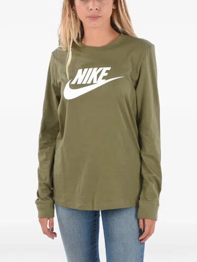 Nike Logo-print Long-sleeve T-shirt In Green