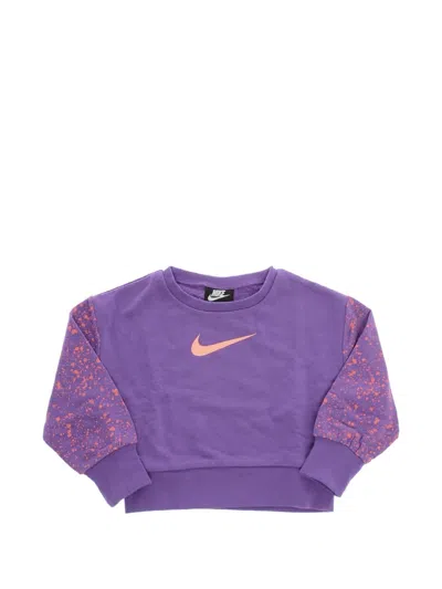 Nike Kids' Logo-print Paint-splatter Sweatshirt In Purple