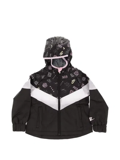 Nike Kids' Logo-print Panelled Jacket In Black