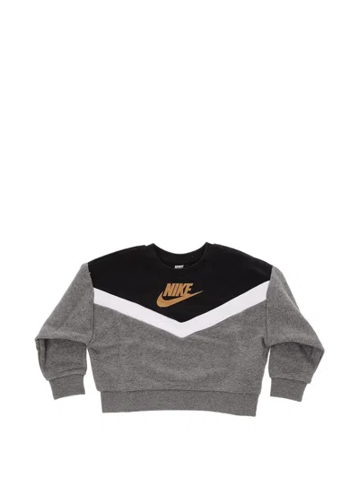Nike Kids' Logo-print Panelled Sweatshirt In Grey