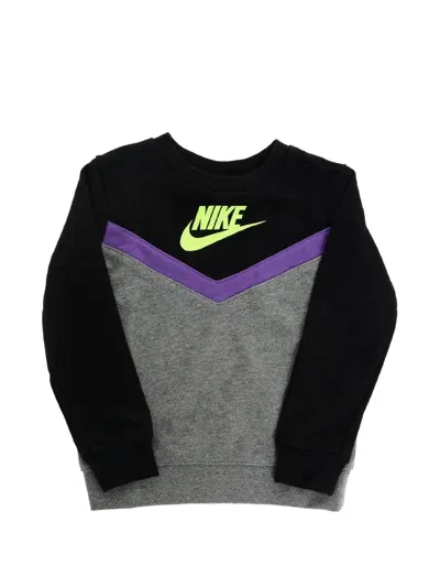 Nike Kids' Logo-print Panelled Sweatshirt In Grey