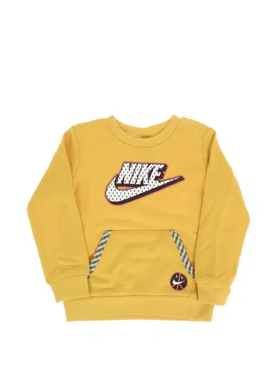 Nike Kids' Logo-print Pouch-pocket Sweater In Yellow