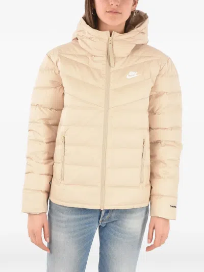 Nike Logo-print Quilted Jacket In Brown