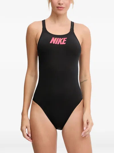 Nike Logo-print Racerback Swimsuit In Blue