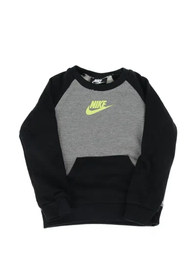 Nike Kids' Logo-print Raglan-sleeved Sweatshirt In Black