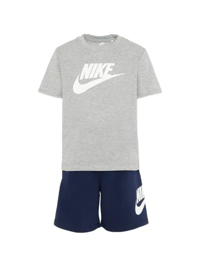 Nike Kids' Logo-print Shorts Set In Gray