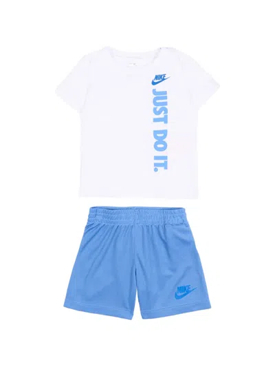 Nike Babies' Logo-print Short-sleeve Shorts Set In White