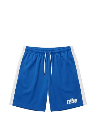 Nike Logo-print Side-stripe Shorts In Blue