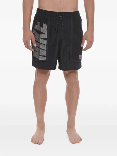 Nike Logo-print Swim Shorts In Black