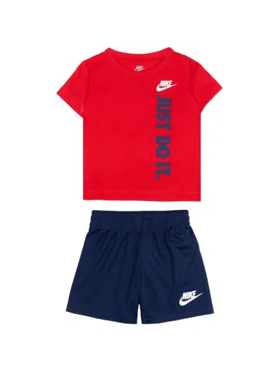 Nike Babies' Logo-print T-shirt Shorts Set In Red