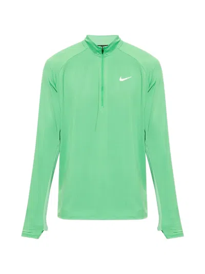 Nike Logo-print Zip-neck Sweater In Green