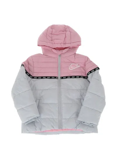Nike Kids' Logo-tape Padded Jacket In Grey