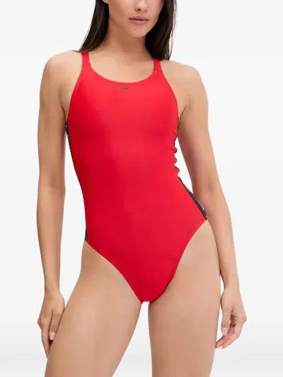 Nike Logo-tape Swimsuit In Red