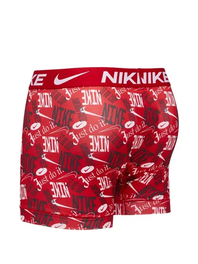 Nike Logo-waistband Boxer Briefs (pack Of 3) In Red