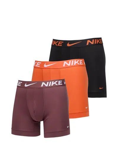 Nike Logo-waistband Boxer Briefs (set Of Three) In Orange