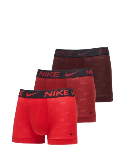 Nike Logo-waistband Boxers (pack Of Three) In Red
