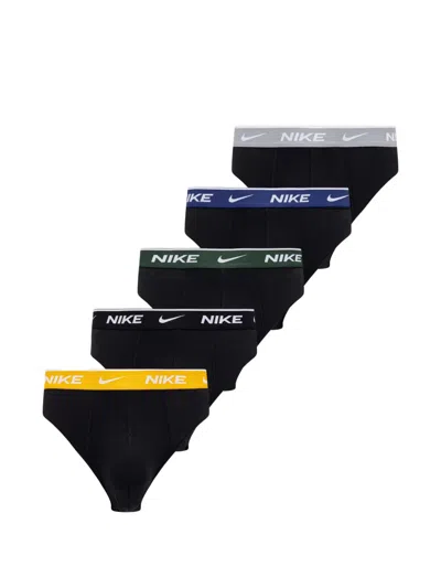 Nike Logo-waistband Briefs (set Of Five) In Black
