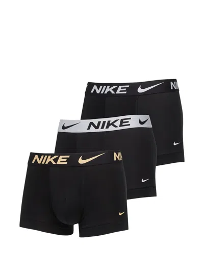 Nike Logo-waistband Trunks (pack-of-three) In Black