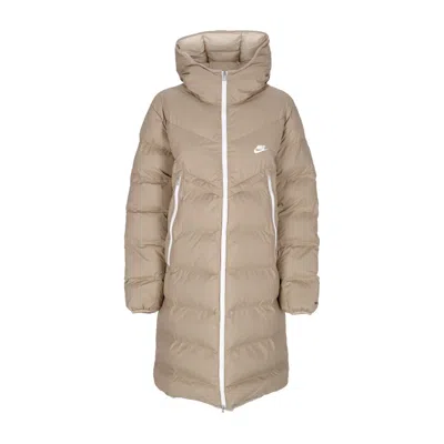 Nike Long Down Jacket Men Sportswear Storm-fit Windrunner Pl-fid Hoodie Parka Khaki/rattan/sail