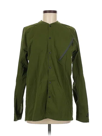Pre-owned Nike Long Sleeve Button Down Shirt In Green
