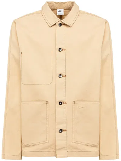 Nike Long-sleeve Cotton Shirt Jacket In Neutrals