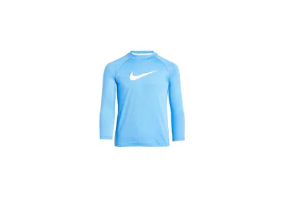 Nike Long Sleeve Hydroguard Top 5 Sneaker Volley Short Set (little Kid) Boy's Swimwear Sail : 4 Little Ki In Blue