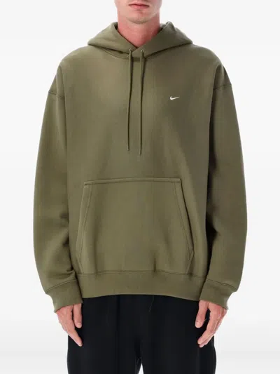 Nike Solo Swoosh Logo-embroidered Cotton-blend Jersey Hoodie In Green