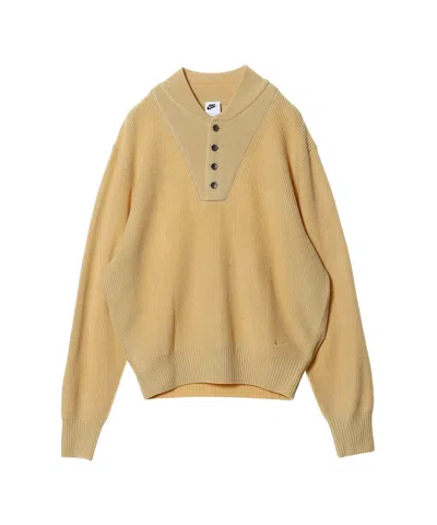 Nike Long-sleeve Military Henley Sweater 'beige' In Yellow
