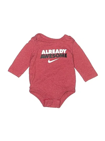 Pre-owned Nike Babies' Long Sleeve Onesie In Red