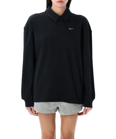 Nike Long Sleeve Polo Shirt In Black