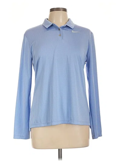 Pre-owned Nike Long Sleeve Polo Shirt In Blue