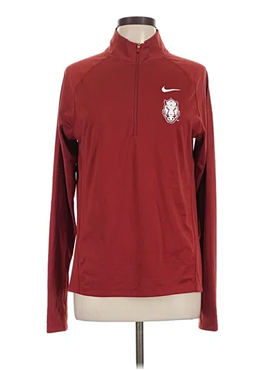 Pre-owned Nike Long Sleeve Polo Shirt In Burgundy