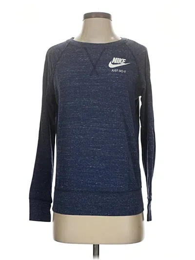 Pre-owned Nike Long Sleeve Top Blue Crew Neck Tops