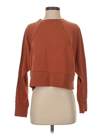 Pre-owned Nike Long Sleeve Top Brown Crew Neck Tops