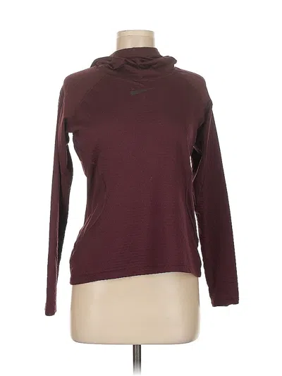 Pre-owned Nike Long Sleeve Top Burgundy Cowl Neck Tops