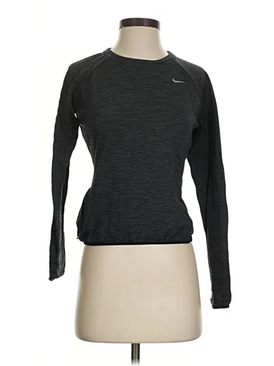 Pre-owned Nike Long Sleeve Top Gray Crew Neck Tops