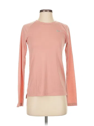 Pre-owned Nike Long Sleeve Top Pink Crew Neck Tops