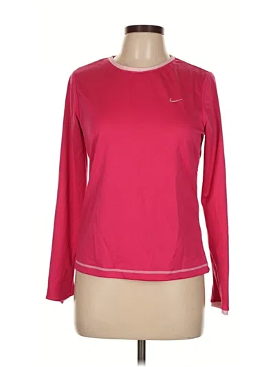 Pre-owned Nike Long Sleeve Top Pink Crew Neck Tops