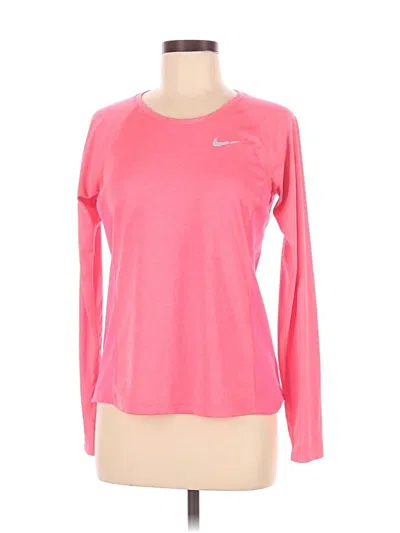 Pre-owned Nike Long Sleeve Top Pink Crew Neck Tops